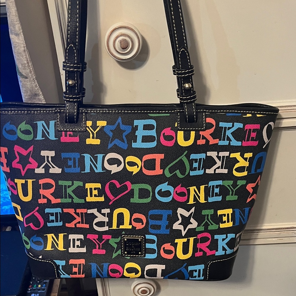 Dooney & Bourke Colorful Lettering Black Tote